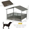 Outdoor Dog Bed with Canopy, Rattan Dog Bed with Soft Cushion Removable Cover for Medium and Large Dogs, Charcoal Gray