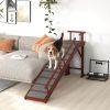 Wooden Dog Ramp with Removable Guardrails, Non-Slip Surface, 70.5" Long, Brown