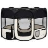 Foldable Dog Playpen with Carrying Bag Black 43.3"x43.3"x22.8