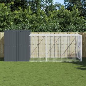 Dog House Anthracite Galvanized steel Large Durable Dog House (Color: Anthracite)